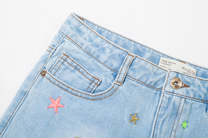 女童水洗刺繡款全棉牛仔短褲(圖3)